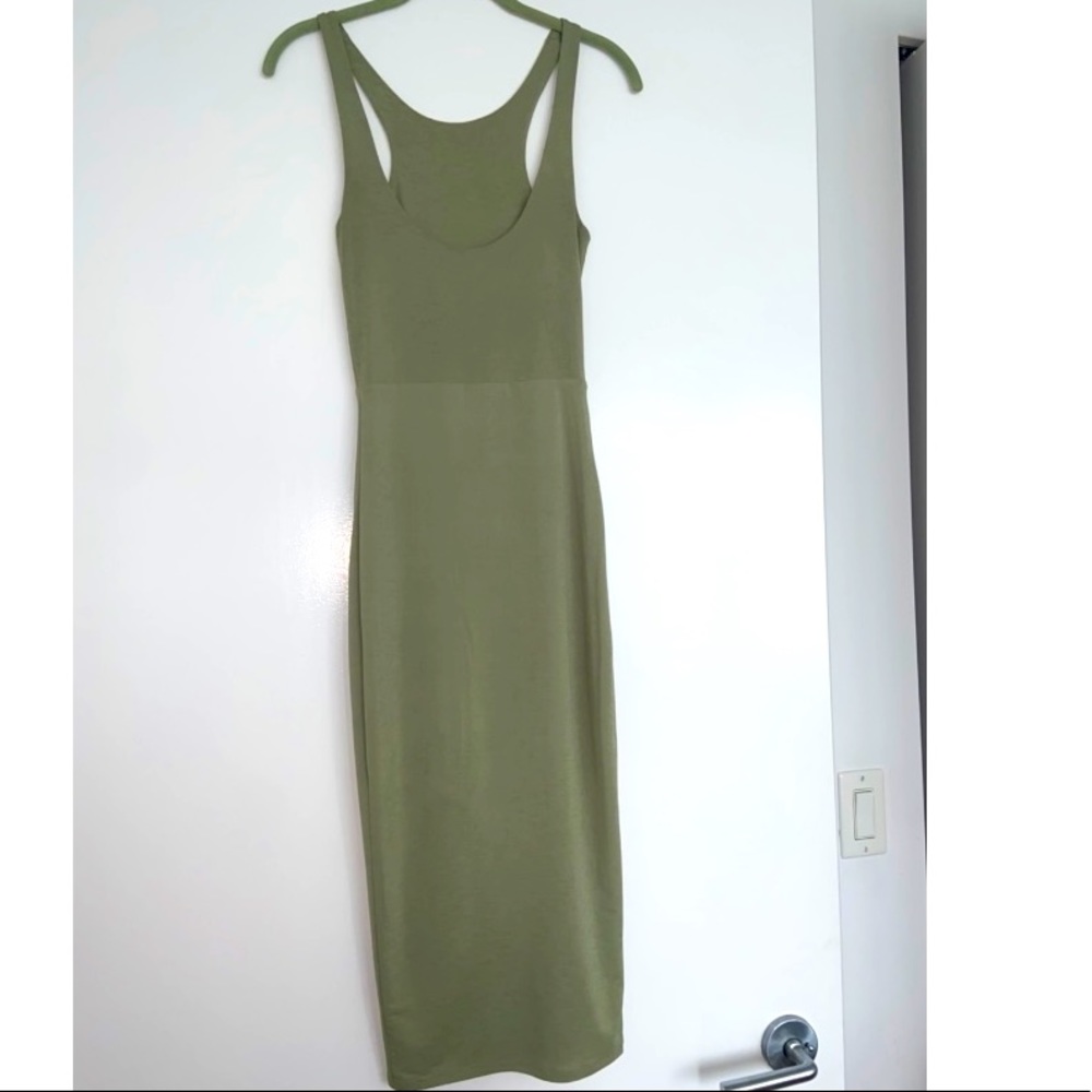 Sage mint Jersey Tank top Dress knee length👗 Small stretch WANTMYLOOK